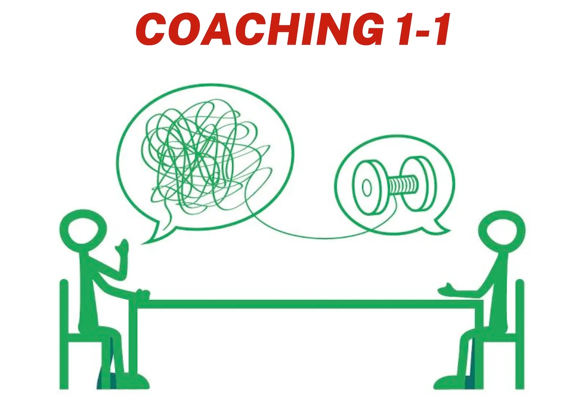 Coaching 1:1 là huấn luyện cá nhân, nơi coach làm việc trực tiếp với coachee.